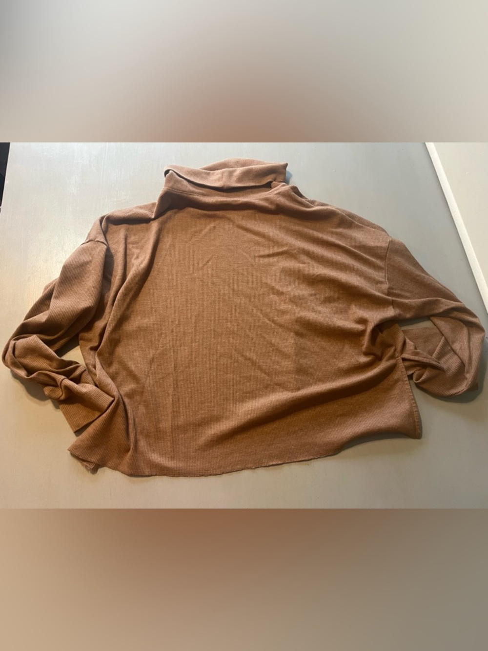 American Eagle Brown Waffle Knit Cowl Neck Oversized Sweater - M - Picture 4 of 6